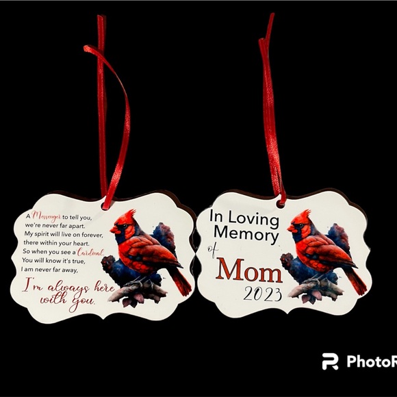 Memorial Cardinal infused ink Christmas ornament - Picture 5 of 6